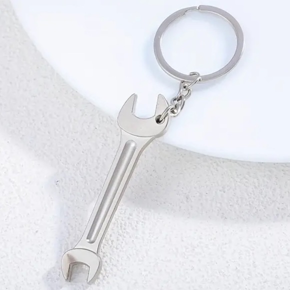 Silver Wrench Keychain – Mini Tool Shaped Key Ring, Stainless Steel - Picture 2 of 4